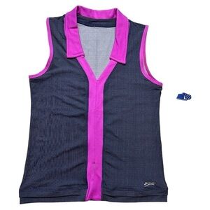 NWT Sofibella size small tank top, Navy & fuchsia Sleeveless Top, collar vneck